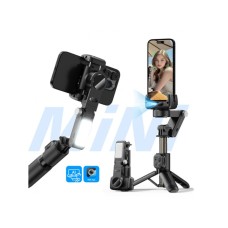 3G Tripod stabilizator Q19 smart AI sa selfie stickom i LED svetlom crni