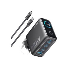 ANKER 140W zidni punjač 4-porta (3x USB-C, 1x USB-A) sa USB-C M/M pletenim kablom, tamno sivi