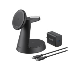 ANKER MagGo Bežični Dock Stand 3u1, sa kablovima i zidnim punjačem, crni ANKER MagGo Bežični Dock Stand 3u1, sa kablovima i zidnim punjačem, crni
