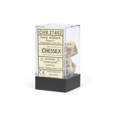 Chessex Kockice Chessex - Marble - Polyhedral - Ivory & Black (7)
