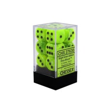 Chessex Kockice Chessex - Vortex - Bright Green & Black - Dice Block 16mm (12)
