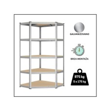 EPRO Metalna montažna ugaona polica Standard 180x70x30cm metal-drvo 875kg (5x175kg) EPRO Metalna montažna ugaona polica Standard 180x70x30cm metal-drvo 875kg (5x175kg)