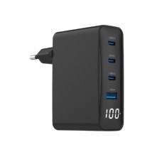 GEMBIRD TA-UC-PDQC100LCD-01-BK 4-port 100W GaN USB fast charger, LCD, black