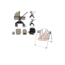 LORELLI BERTONI Kolica za bebe 3u1 Reya Braon + Ljuljaška za bebe Portofino, Roze LORELLI BERTONI Kolica za bebe 3u1 Reya Braon + Ljuljaška za bebe Portofino, Roze