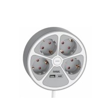 MAX Produžni kabl sa prenaponskom zaštitom sa 4 utičnice MAX MPS-04UG-3M/3m/USB portovi