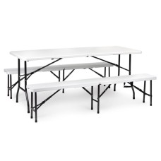 ModernHome Sklopivi sto 180cm sa 2 klupe beli ModernHome Sklopivi sto 180cm sa 2 klupe beli