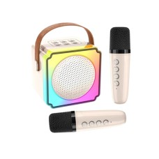 N/A Karaoke Bluetooth zvučnik sa 2 mikrofona P8, bež N/A Karaoke Bluetooth zvučnik sa 2 mikrofona P8, bež