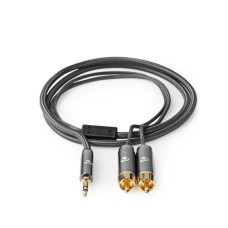 NEDIS CATB22200GY20, Stereo audio kabl, 3,5 mm muški, 2x RCA muški, Pozlaceni, 2,00 m, Okrugli, Sivi NEDIS CATB22200GY20, Stereo audio kabl, 3,5 mm muški, 2x RCA muški, Pozlaceni, 2,00 m, Okrugli, Sivi