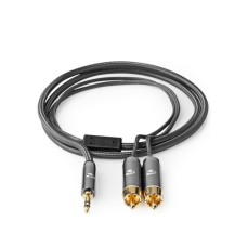 NEDIS CATB22200GY50, Stereo audio kabl, 3,5 mm muški, 2x RCA muški, Pozlaceni, 5,00 m, Okrugli, Sivo-metal NEDIS CATB22200GY50, Stereo audio kabl, 3,5 mm muški, 2x RCA muški, Pozlaceni, 5,00 m, Okrugli, Sivo-metal