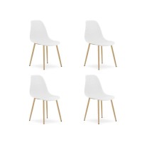 Bolzz Stolice WAT bele, nogare imitacija drveta, set od 4 komada Bolzz Stolice WAT bele, nogare imitacija drveta, set od 4 komada