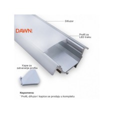 DAWN Led profil LL-ALP007-R komplet sivi