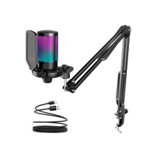 FIFINE A6T USB Gaming RGB mikrofon sa stalkom za montažu, crni