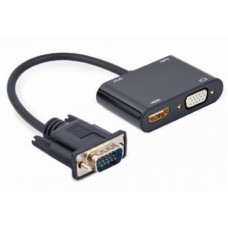 GEMBIRD A-VGA-HDMI-02 VGA to HDMI + VGA adapter cable, 0.15 m, black GEMBIRD A-VGA-HDMI-02 VGA to HDMI + VGA adapter cable, 0.15 m, black