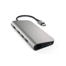 SATECHI Aluminium Type-C Multi-Port Adapter (HDMI 4K,3x USB 3.0,MicroSD,Ethernet) - Silver